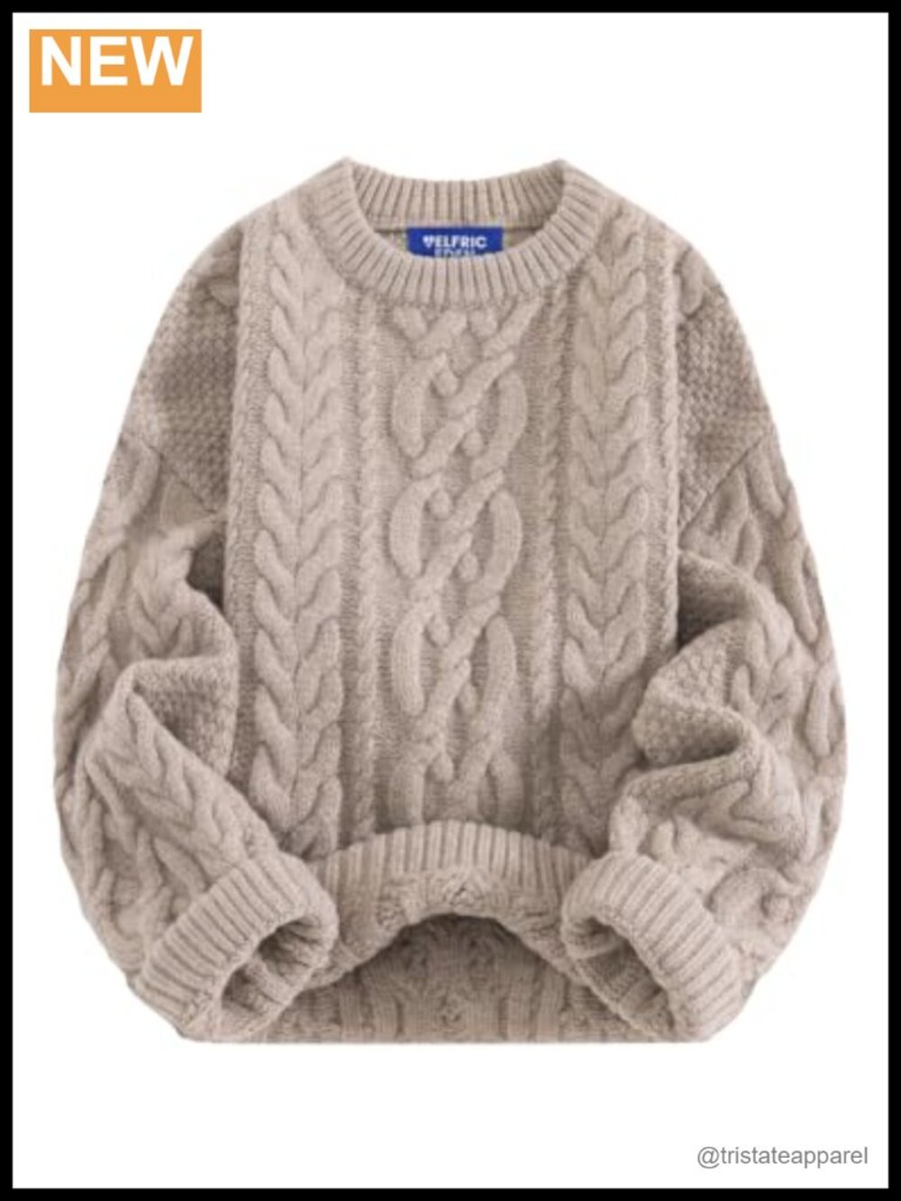 Women's Oversized Chunky Cable Knit Crew Neck Pullover Sweater Fall Winter